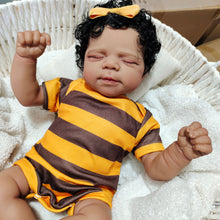 Load image into Gallery viewer, 18 Inch Lifelike Sleepping Reborn Baby Dolls Cute Bee Costume Doll Soft Cloth Body Africa-American Babydolls Girl Toys Gifts

