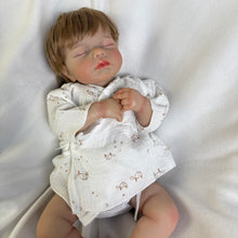 Carica l'immagine nel visualizzatore di Gallery, 20" / 50cm Realistic Sleeping Baby Doll "LOULOU" – Fine Hand-Painted Details, Soft Rooted Hair &amp; Full Limbs (Customizable: Cloth or Full Vinyl, Boy or Girl) – Cozy Muslin Outfit
