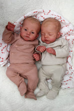 Load image into Gallery viewer, Lily &amp; Irys 19inch Twin Reborn Doll Set | Open Eye &amp; Sleeping Eye | Soft Body Hand-Painted Sister Dolls with Blue Eyes
