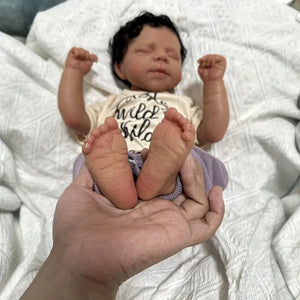 Pascale Collection 48cm (18") Cloth Body Doll with Implanted Black Short Curly Hair, Dark Skin, Sleeping Eyes - Collector Art Doll