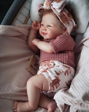 Load image into Gallery viewer, Vivienne 19-Inch Smiling Reborn Baby Doll with Brown Curly Hair &amp; Blue Eyes | Choose Soft Body or Waterproof Full Vinyl Girl Doll | Includes Magnetic Pacifier, Bottle, Outfit &amp; Birth Certificate
