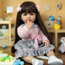Load image into Gallery viewer, Full Silicone Reborn Baby Doll &quot;Betty&quot; - 22-Inch Realistic Girl Doll with Beautiful Blue Eyes, Removable Wig &amp; Delicate Hand-Painting, Includes Gift Box
