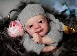 18" Poseable Woodland Elf Reborn Baby Flynn - Hand-Painted Hair & Hooded Jumpsuit, Blue Eyes, Full Limbs Fabric Body