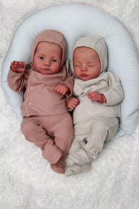 Lily & Irys 19inch Twin Reborn Doll Set | Open Eye & Sleeping Eye | Soft Body Hand-Painted Sister Dolls with Blue Eyes