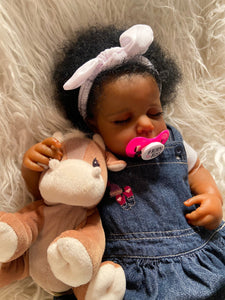 20inch Lovely Lifelike Reborn Baby Dolls Sleeping Black Skin African American Newborn Doll Handmade Baby Girls Gift