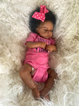 Carregar imagem no visualizador da galeria, 20inch Sleeping Lifelike Reborn Baby Dolls Silicone Black Skin African American Newborn Doll Handmade Baby Girl Look Real
