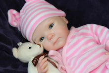 Load image into Gallery viewer, 12 Inch &amp; 16 Inch Full Silicone Reborn Baby Doll Lifelike Realistic Newborn Silicone Infant Doll Washable Full Body Silicone Doll with Pink Bunny Stripe Outfit Pretend Play Collectible Gift Toy for Girls Kids
