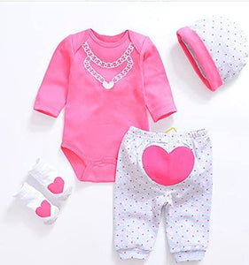 Reborn Baby Dolls Clothes Pink Lovely Outfits for 20-22 Inch Handmade 4 Pieces Reborn Doll Baby Girl Clothing Set