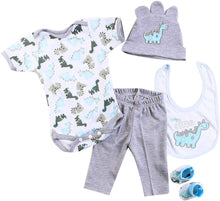 Load image into Gallery viewer, 22inch Doll Clothes Gray Dinosaur 5pcs Set Outfit Accessories for 20-22 Inch Newborn Babies Dolls
