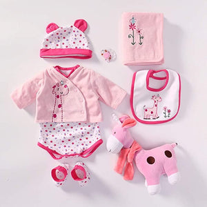 Handmade Lovely Clothes Reborn Dolls Pink Giraffe Outfit Suit for 22inch Reborn Doll Supplies RebornsToddler Girl Dolls Accessories