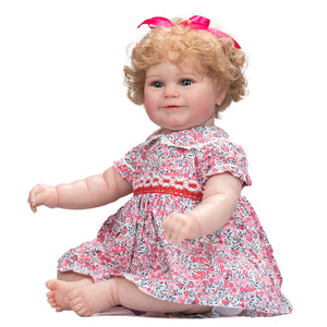 24" Reborn Toddler Girl Doll Soft Silicone Cloth Body Reborn Baby Doll Newborn Cuddly Baby Doll