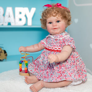 24" Reborn Toddler Girl Doll Soft Silicone Cloth Body Reborn Baby Doll Newborn Cuddly Baby Doll