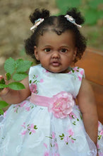 画像をギャラリービューアに読み込む, 28 Inch 70cm Toddler Girl Reborn Doll Soft Silicone Reborn Baby Doll Newborn Cuddly Black African American Baby Doll
