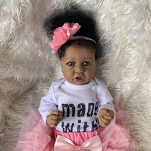 Load image into Gallery viewer, 22&quot; Chloe Black African American Silicone Reborn Baby Dolls Real Lifelike
