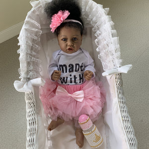 22" Chloe Black African American Silicone Reborn Baby Dolls Real Lifelike