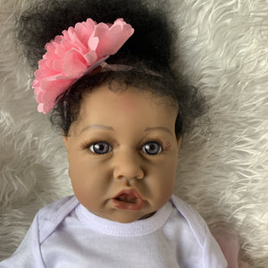 22" Chloe Black African American Silicone Reborn Baby Dolls Real Lifelike