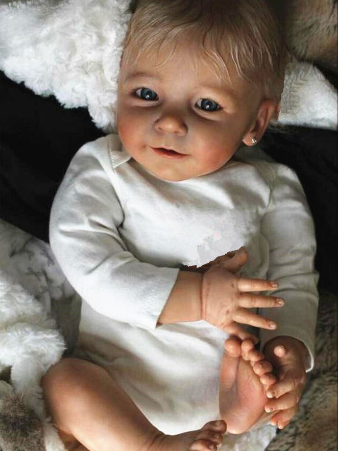 22 Inch Weighted Cloth Body Realistic Looking Reborn Toddler Doll Soft Silicone Lifelike Newborn Baby Doll Boy