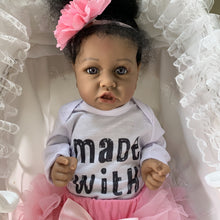 Load image into Gallery viewer, 22&quot; Chloe Black African American Silicone Reborn Baby Dolls Real Lifelike
