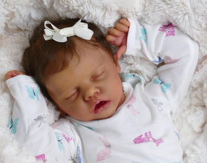18" Real Reborn Baby Doll Cerelia Black African American Newborn Baby Girl Asleep Twin A