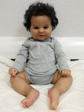Load image into Gallery viewer, 20&quot; Abel Reborn Baby Girl Soft Body Flexible Black Skin African American Baby Doll
