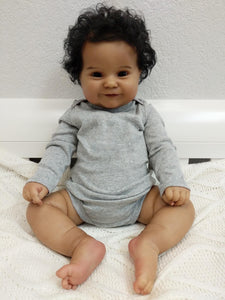 20" Abel Reborn Baby Girl Soft Body Flexible Black Skin African American Baby Doll