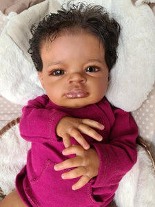 20" Biracial Reborn Baby Girl Soft Body Black Skin African American Reborn Baby Doll Realistic Newborn Baby Dolls
