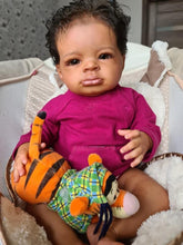 Load image into Gallery viewer, 20&quot; Biracial Reborn Baby Girl Soft Body Black Skin African American Reborn Baby Doll Realistic Newborn Baby Dolls
