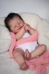 19 Inch Real Baby Reborn Dolls Sleeping Cute Smiling Silicone Reborn Baby Girl Doll Preemie Lifelike Reborn Baby Doll Toddler