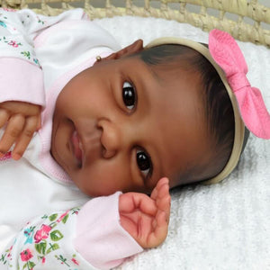20" Biracial Reborn Baby Black Skin Girl Soft Body African American Reborn Baby Doll Realistic Newborn Baby Dolls