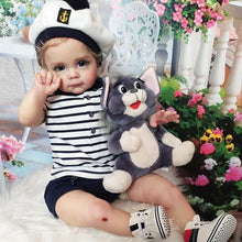 Load image into Gallery viewer, 24 Inch Realistic Toddler Reborn Doll Lifelike Newborn Baby Doll Boy Soft Silicone Cloth Body Reborn Baby Dolls Gift for Kids
