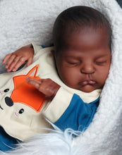 Загрузить изображение в средство просмотра галереи, 20 Inch Black African American Realistic Newborn Baby Dolls Biracial Real Life Reborn Toddler Sleeping Adorable Baby Doll Girl Birthday Xmas Gift
