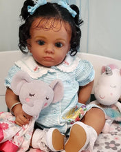 Carica l&#39;immagine nel visualizzatore di Gallery, 23 Inch Biracial Reborn Toddler Handmade Reborn Babies Black African American Newborn Baby Doll Girl
