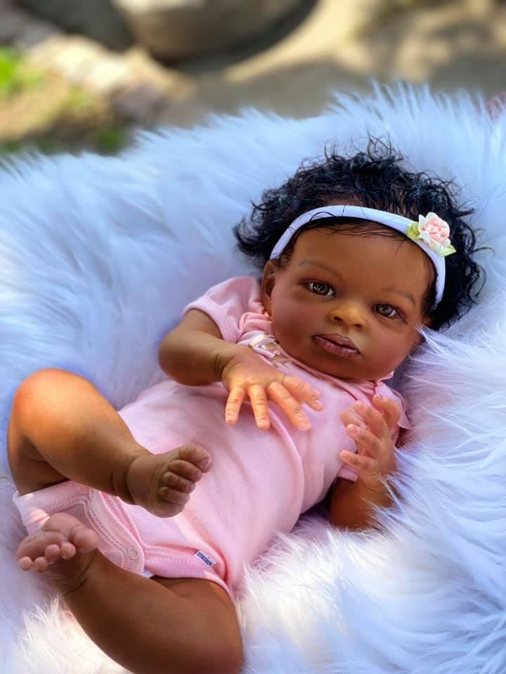 20 Inch Biracial Reborn Baby Girl Soft Body Black Skin African