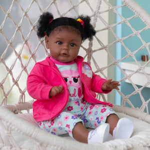 24 Inch Biracial Reborn Baby Dolls Girl Handmade Black African American Newborn Baby Doll Girl