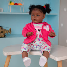 Carregar imagem no visualizador da galeria, 24 Inch Biracial Reborn Baby Dolls Girl Handmade Black African American Newborn Baby Doll Girl
